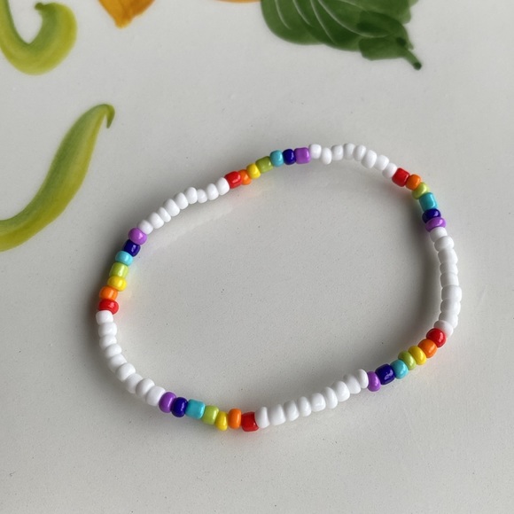 Rainbow Beaded Stretch Bracelet - Picture 5 of 7